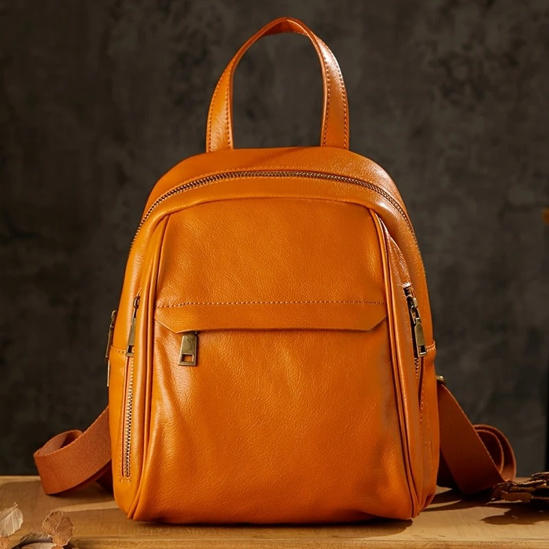 Black  Leather Mini Backpack For Womens