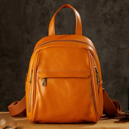 Black  Leather Mini Backpack For Womens