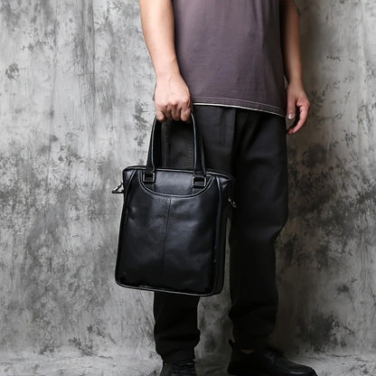 Unisex Ultra Soft Leather Vertical Laptop Bag