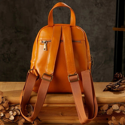 Premium  Chestnut Leather Work Backpack For Womens