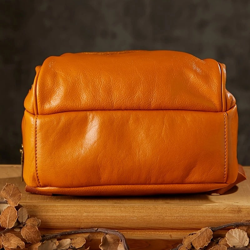 Black  Leather Mini Backpack For Womens