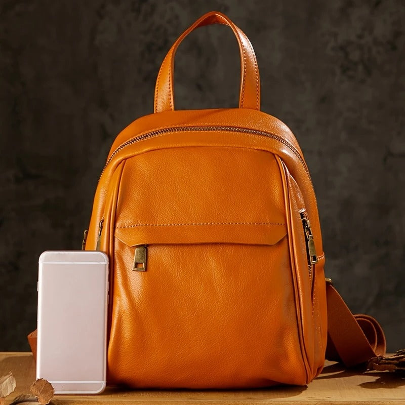 Black  Leather Mini Backpack For Womens