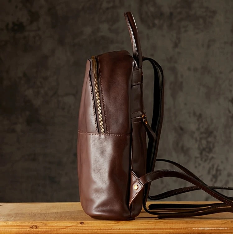 Premium  Chestnut Leather Work Backpack For Womens