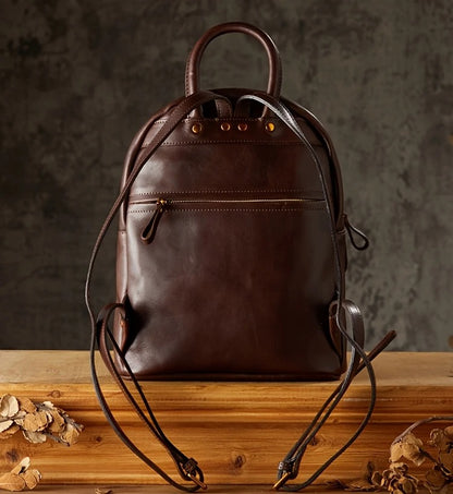 Premium  Chestnut Leather Work Backpack For Womens