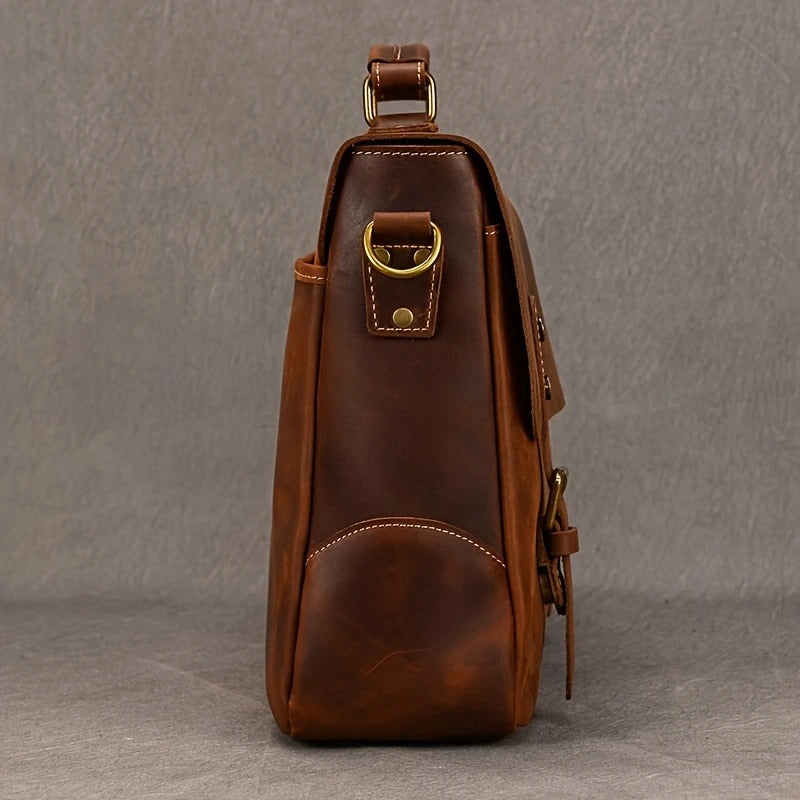 Top Layer Mens Leather Laptop Satchel Bag
