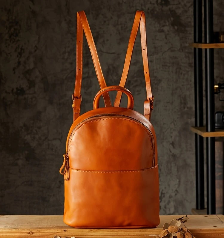 Premium  Chestnut Leather Work Backpack For Womens