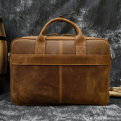 Top Layer Mens Leather Laptop Shoulder Bag