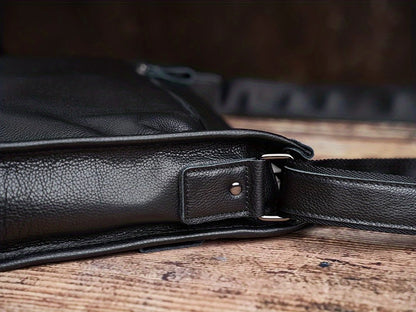Mens Black Leather Laptop Work Bag