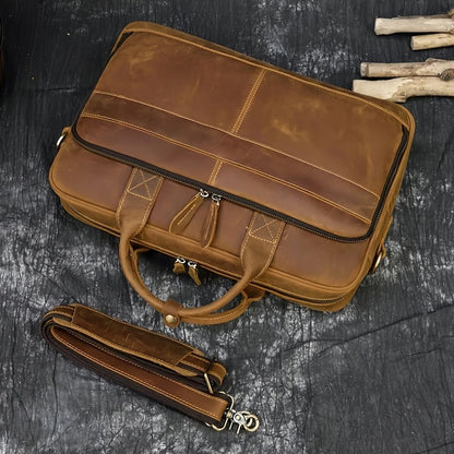Top Layer Mens Leather Laptop Shoulder Bag