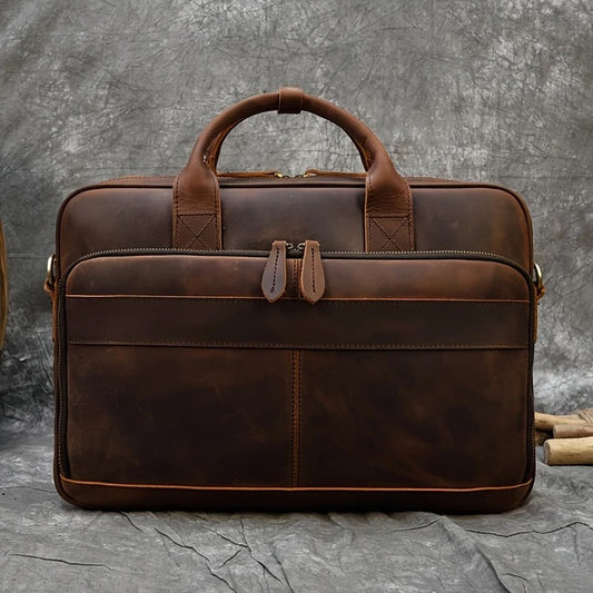 Top Layer Mens Leather Laptop Shoulder Bag