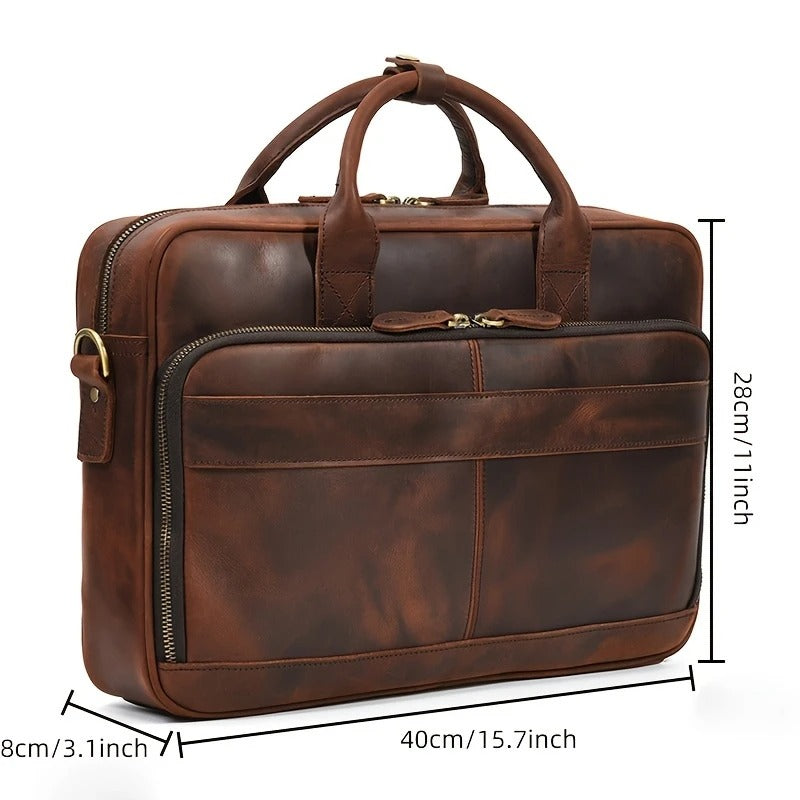 Top Layer Mens Leather Laptop Shoulder Bag