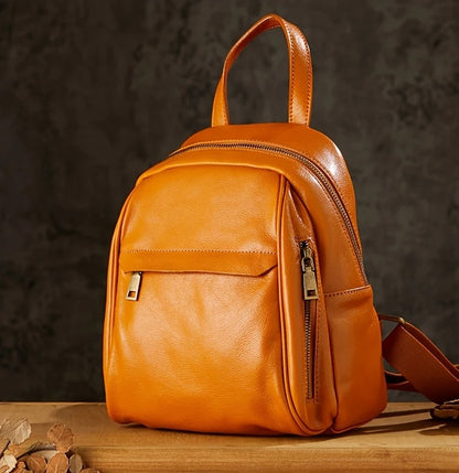 Black  Leather Mini Backpack For Womens