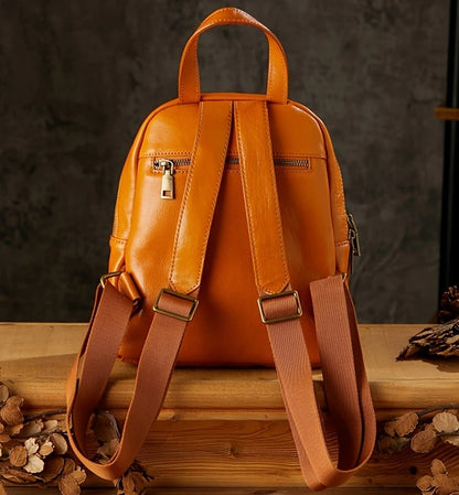 Black  Leather Mini Backpack For Womens