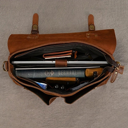 Top Layer Mens Leather Laptop Satchel Bag