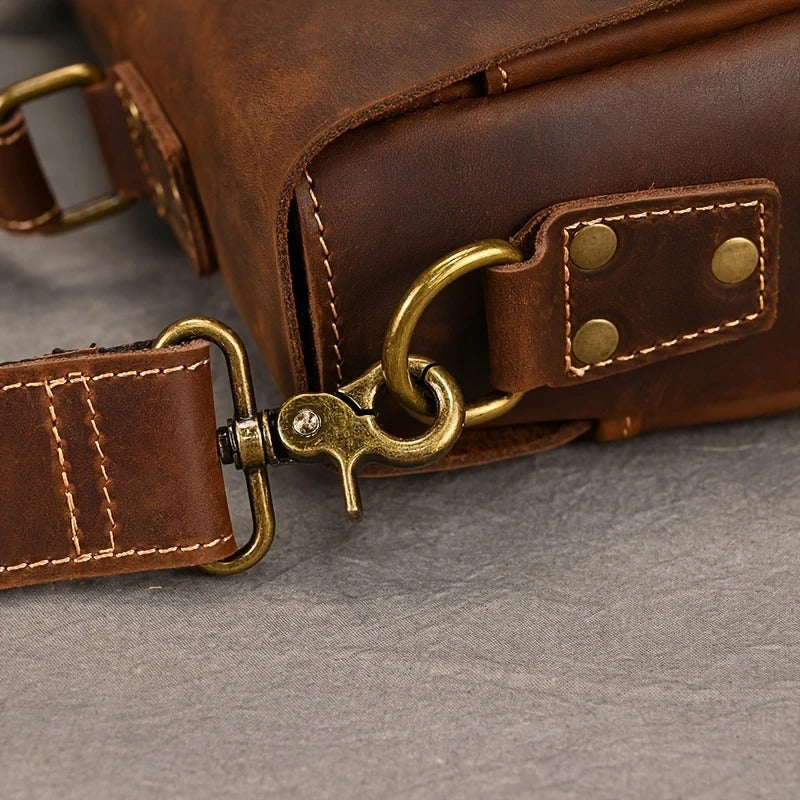 Top Layer Mens Leather Laptop Satchel Bag