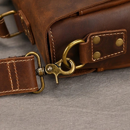 Top Layer Mens Leather Laptop Satchel Bag