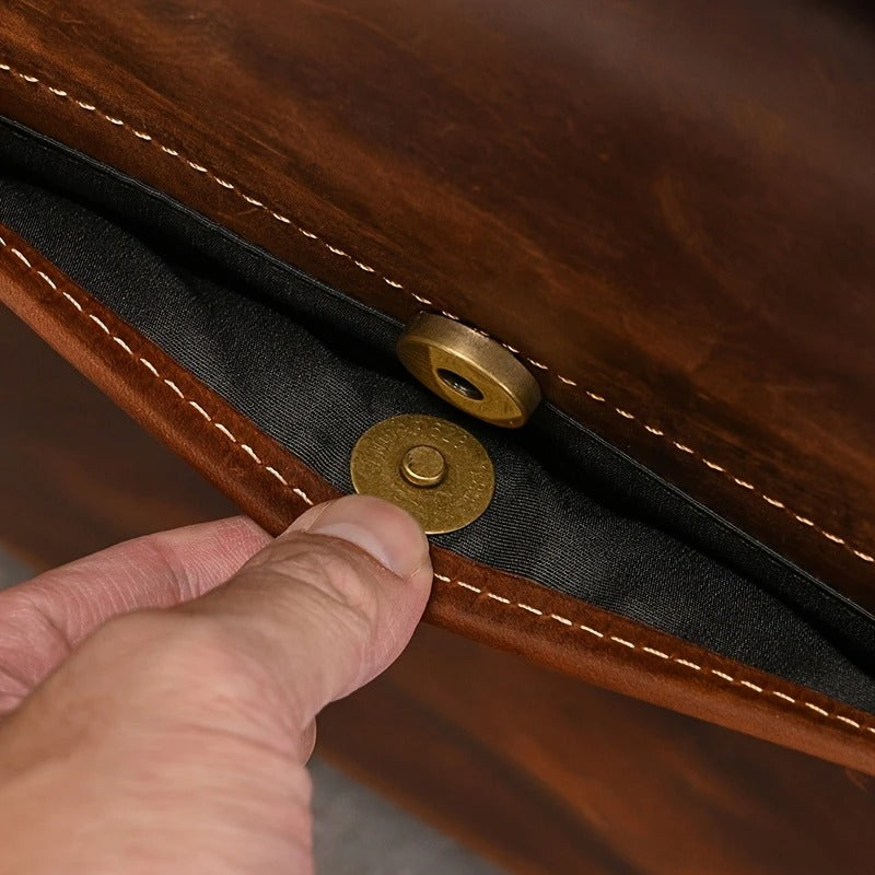 Top Layer Mens Leather Laptop Satchel Bag