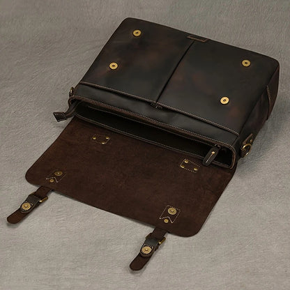 Top Layer Mens Leather Laptop Satchel Bag