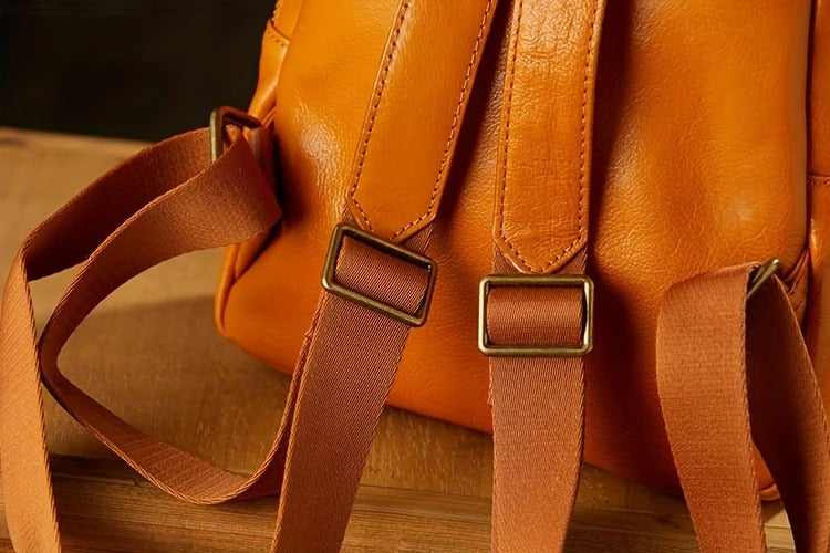 Black  Leather Mini Backpack For Womens