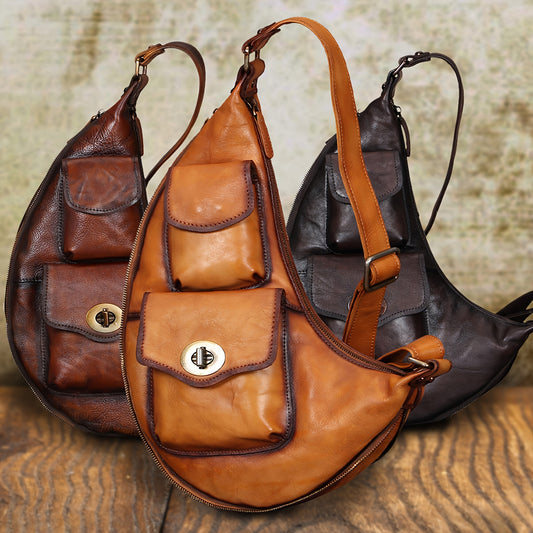 Handcrafted Unisex Leather Sling Bagb - Outdoor Shoulder Bag