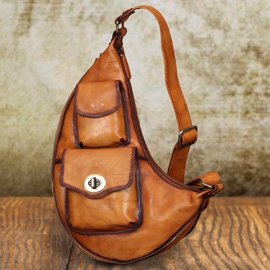 Handcrafted Unisex Leather Sling Bagb - Outdoor Shoulder Bag