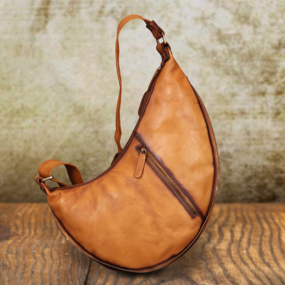 Handcrafted Unisex Leather Sling Bagb - Outdoor Shoulder Bag