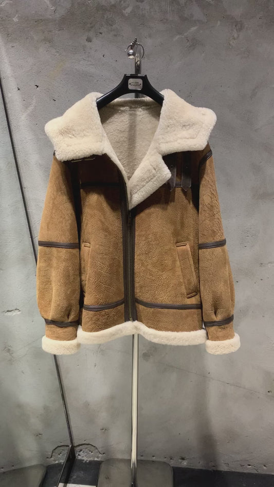 Womens Fur Lined Leather Hooded Jacket