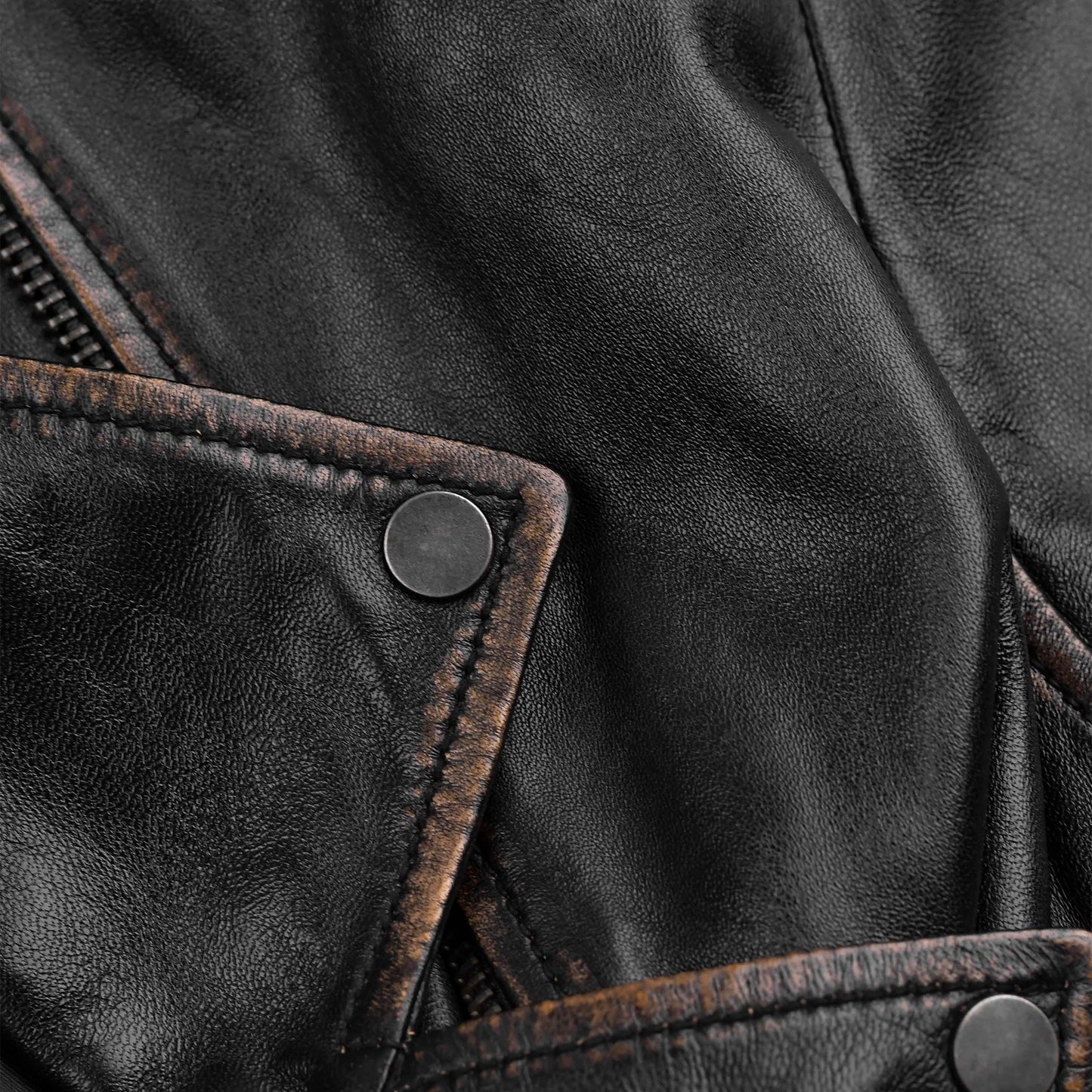 Distressed Brown Leather Jacket For Women