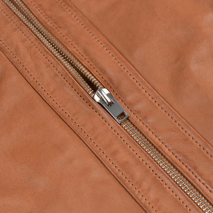 Brown Leather Biker Jacket For Mens