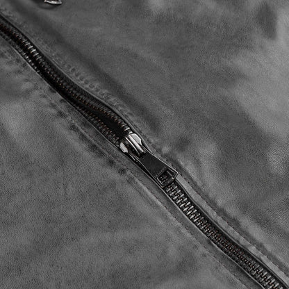 Grey Biker Leather Jacket For Mens