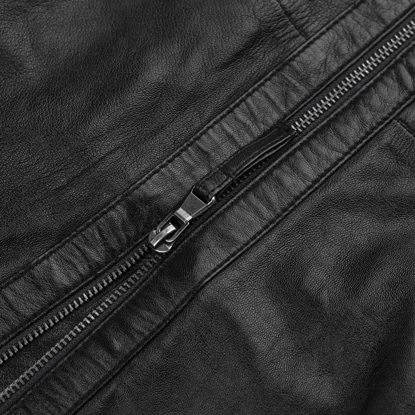 Classic Black Leather Biker Jacket For Womens
